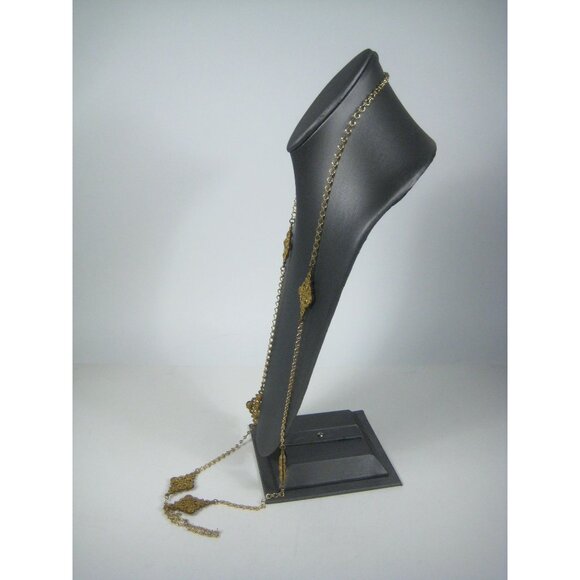 Vintage Gold Tone Filigree Chain Necklace 48 inch Boho Hippie Moroccan - Picture 9 of 11